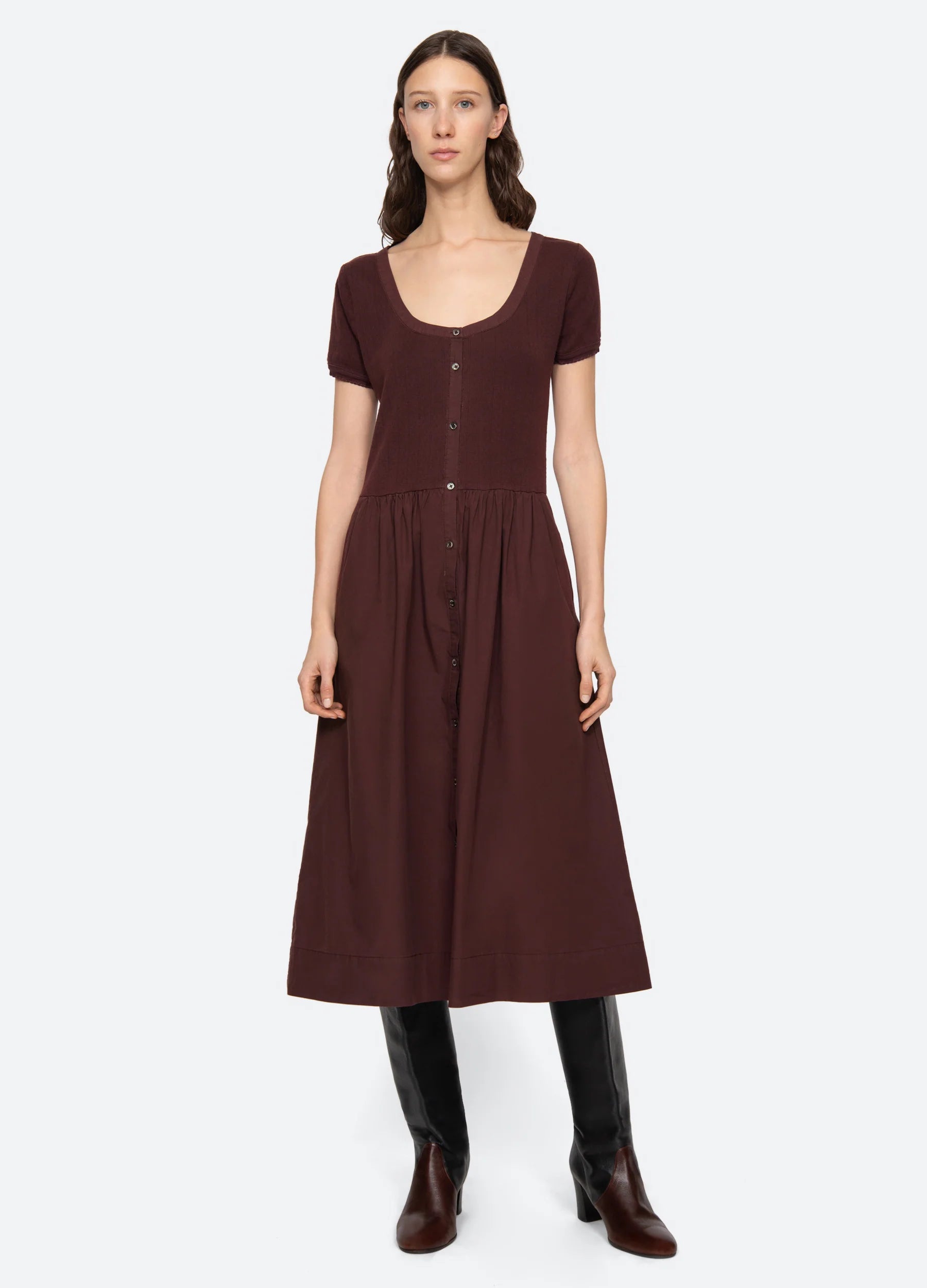 Renata Solid Crew Neck Dress