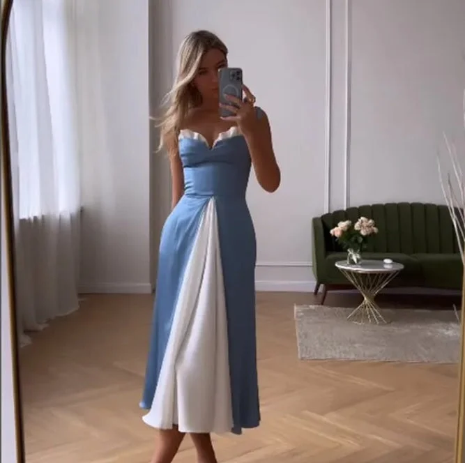 Sexy Elegant Backless Side Split High Waist Round Dot Spaghetti Straps Slim Dress CODE: KAR2372
