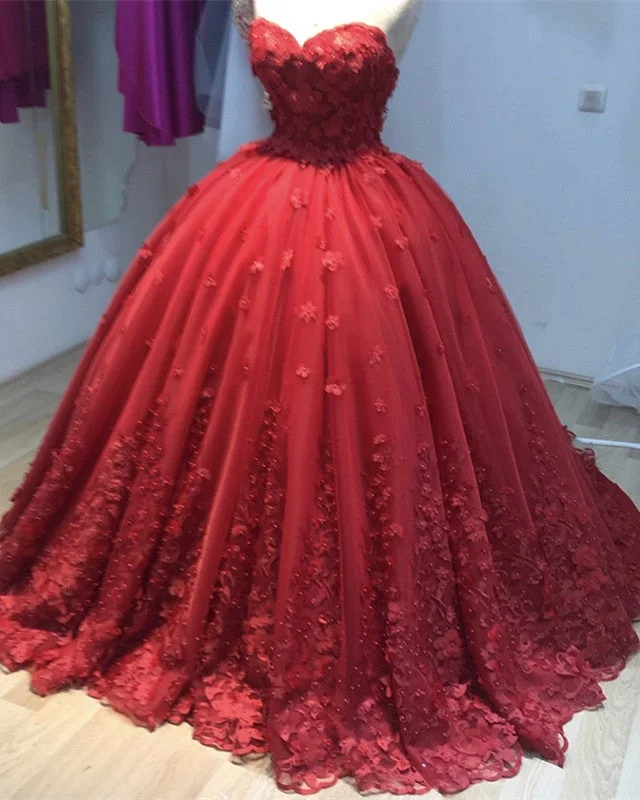 Red Sweetheart Ball Gown Dresses For Sweet 16