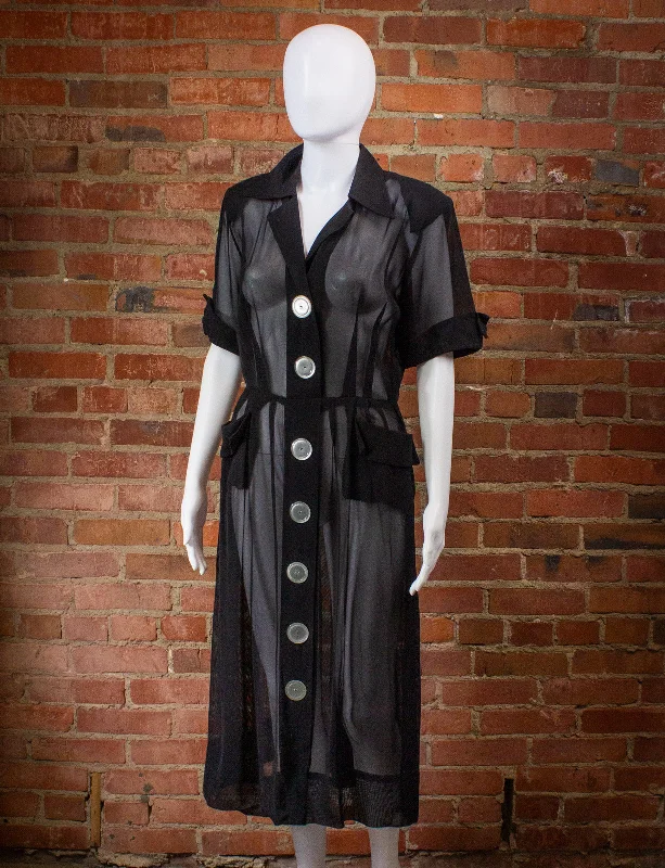 Vintage Sheer Black Mesh Dress 40s Small