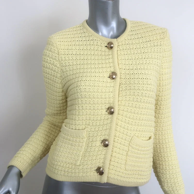 Ba&Sh Gaspard Crochet Knit Cardigan Baby Yellow Cotton-Blend Size Small Hooded Caped Shawl Collar Ba&Sh Gaspard Crochet Knit Cardigan Baby Yellow Cotton-Blend Size Small Hooded Caped Shawl Collar