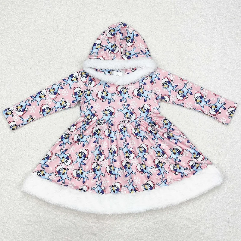 Baby Girls Dress Christmas Dogs Hooded Knee Length Dresses GLD0724 Crew Neckline Casual Baby Girls Dress Christmas Dogs Hooded Knee Length Dresses GLD0724 Crew Neckline Casual