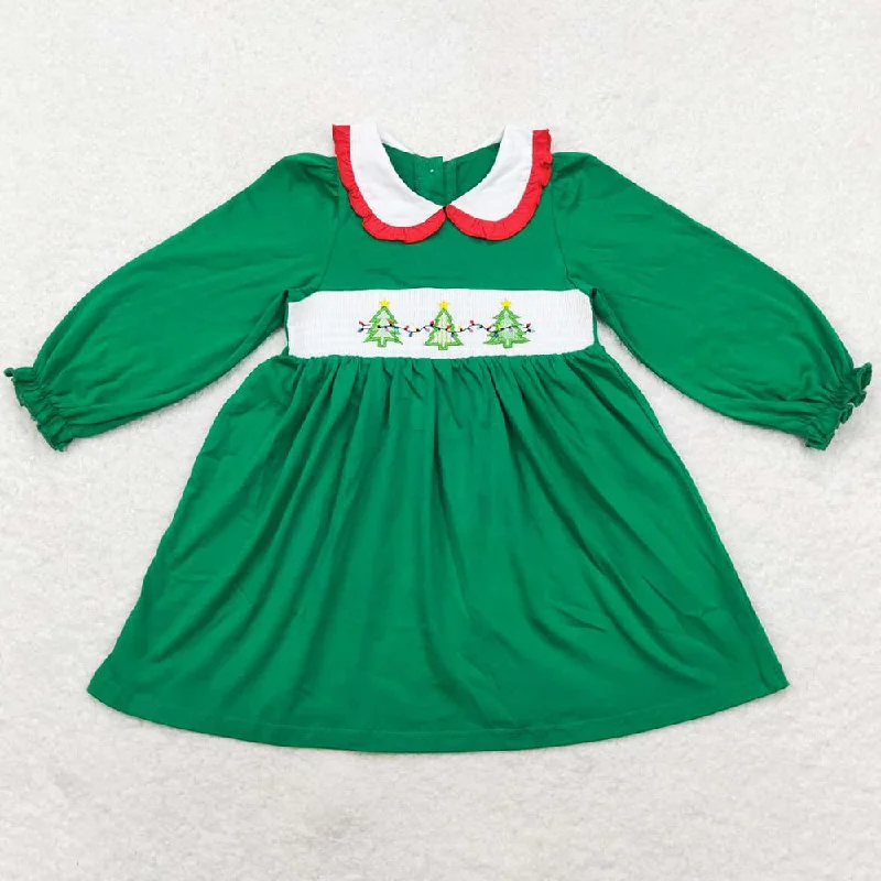 Baby Girls Dress Christmas Tree Green Knee Length Smocked Dresses GLD0559 Tunics Denim casual Baby Girls Dress Christmas Tree Green Knee Length Smocked Dresses GLD0559 Tunics Denim casual