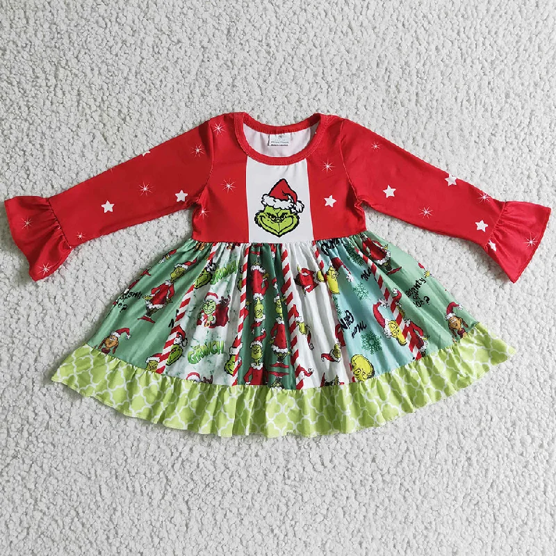 Boutique Christmas Baby Girls Dress Long Sleeve Girls Twirl Dresses GLD0099 Floral Print girly Boutique Christmas Baby Girls Dress Long Sleeve Girls Twirl Dresses GLD0099 Floral Print girly