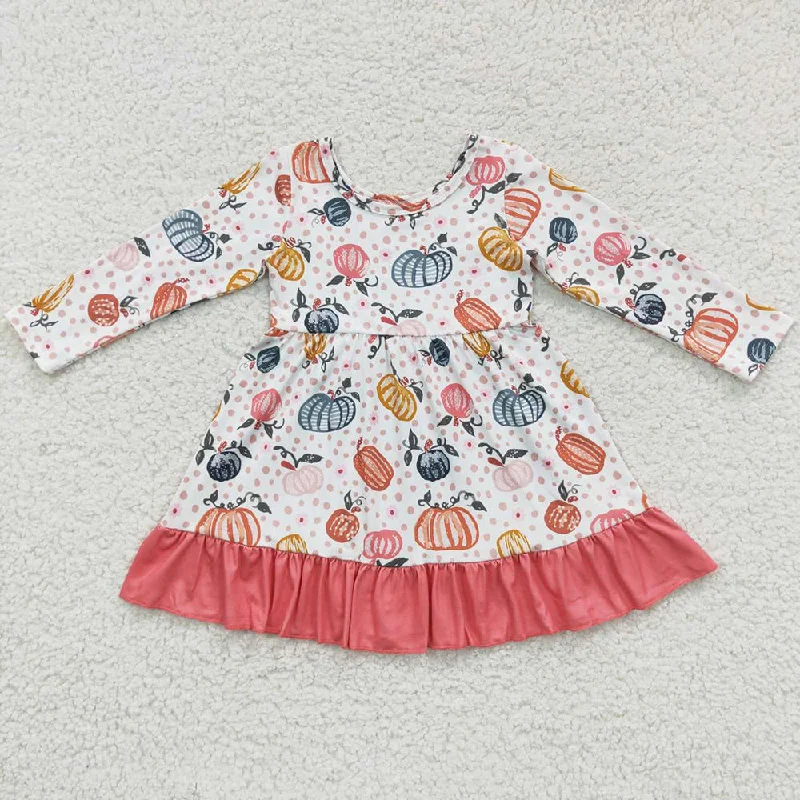 Boutique Girls Dress Pumpkin Print Long Sleeve Fall Dresses GLD0204 Tunics Print Colorful Boutique Girls Dress Pumpkin Print Long Sleeve Fall Dresses GLD0204 Tunics Print Colorful