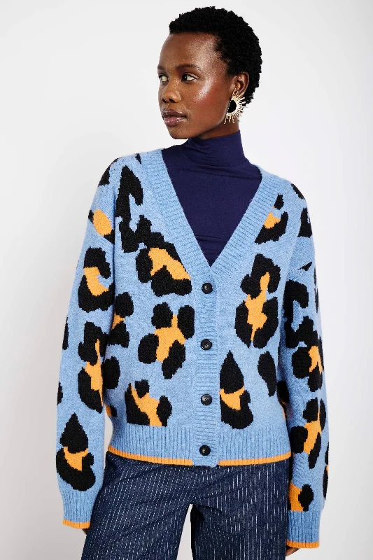 Button Through Cardigan in Orange and Blue Opulent Animal Lace Blend Ribbed Blend Corduroy Blend Button Through Cardigan in Orange and Blue Opulent Animal Lace Blend Ribbed Blend Corduroy Blend