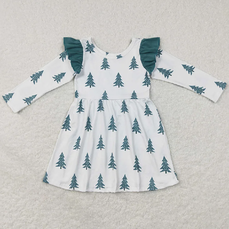 Christmas Tree Print Baby Girls Dress Long Sleeve Dresses GLD0440 Tunics Handmade artisanal Christmas Tree Print Baby Girls Dress Long Sleeve Dresses GLD0440 Tunics Handmade artisanal