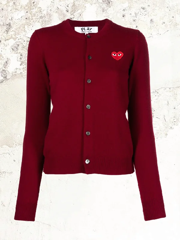 Comme Des Garçons Play round neck logo-patch cardigan Rayon Fabric Velvet Fabric Corduroy Fabric Comme Des Garçons Play round neck logo-patch cardigan Rayon Fabric Velvet Fabric Corduroy Fabric