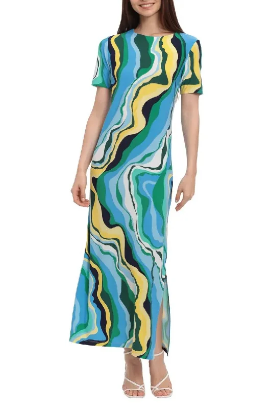 Donna Morgan Crew Neck Sleeveless Pull Over Long Jersey Dress Tunics Review highly