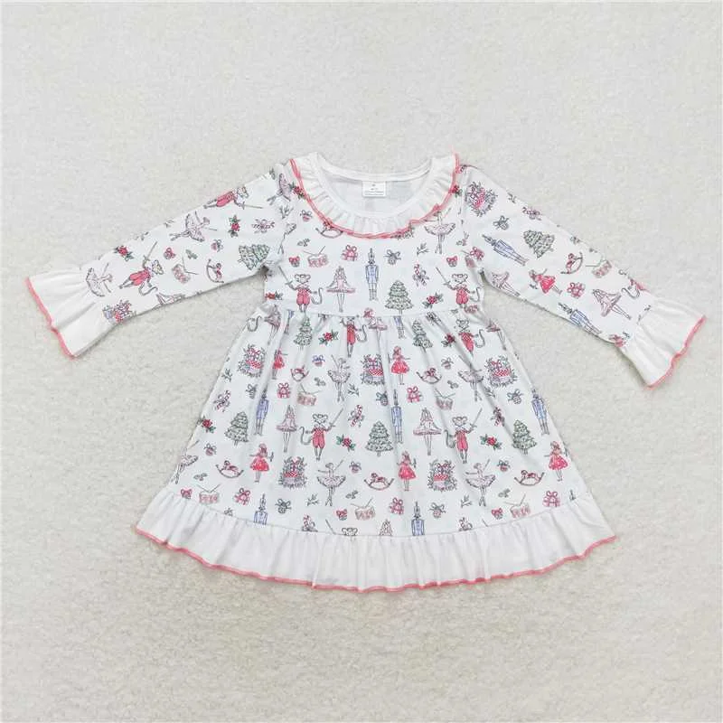 GLD0544 Baby Girls Christmas Soldier Pink Princess Knee Length Dresses Tunics Spring floral GLD0544 Baby Girls Christmas Soldier Pink Princess Knee Length Dresses Tunics Spring floral