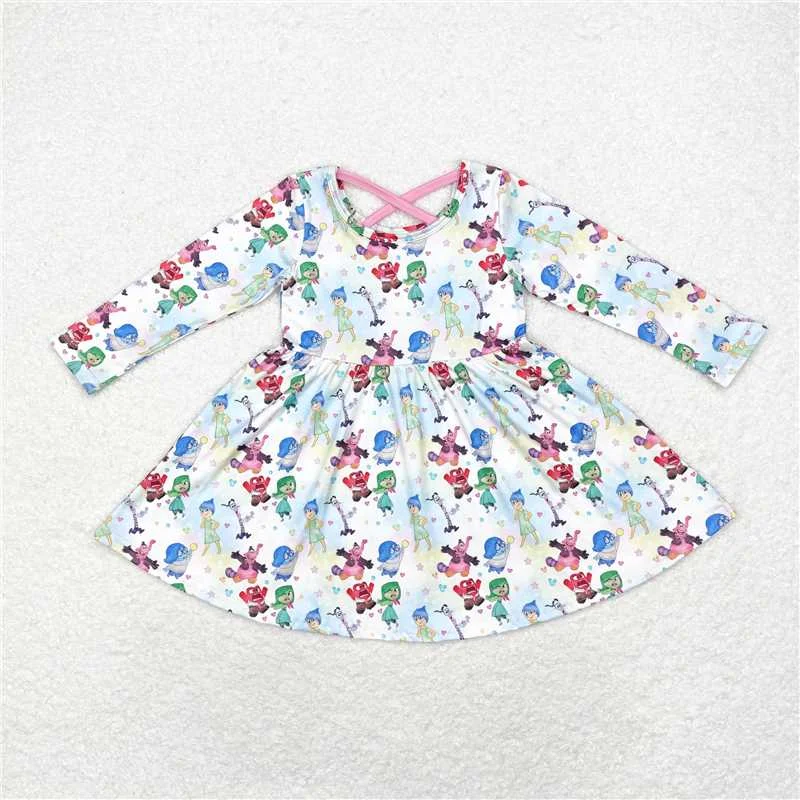 GLD0666 Baby Girls Outside Cartoon Long Sleeve Knee Length Dresses Tunics Business professional GLD0666 Baby Girls Outside Cartoon Long Sleeve Knee Length Dresses Tunics Business professional