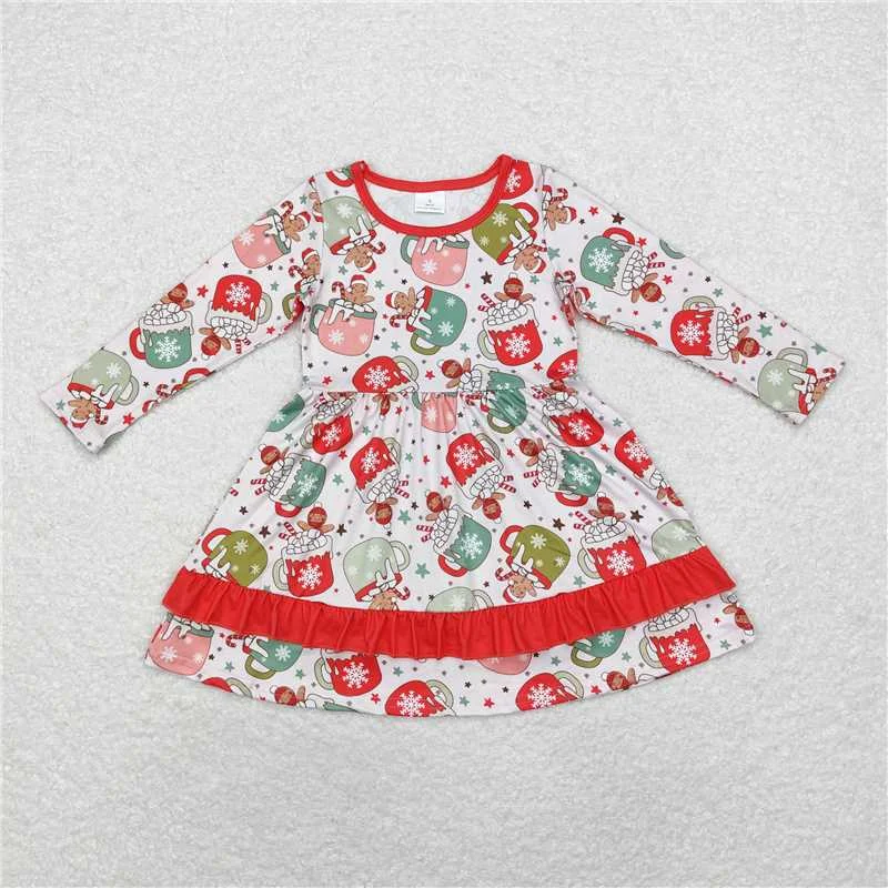 GLD0732 Baby Girls Christmas Cups Gingerbread Knee Length Dresses Tunics Fleece cozy GLD0732 Baby Girls Christmas Cups Gingerbread Knee Length Dresses Tunics Fleece cozy