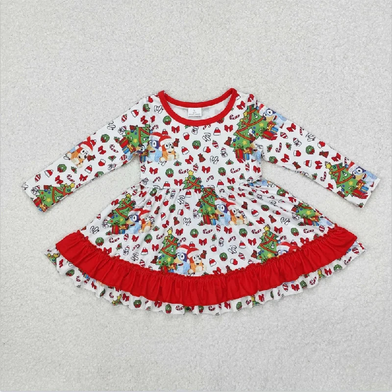 GLD0792 Baby Girls Christmas Cartoon Dog Long Sleeve Dress Tunics Recommended stylist GLD0792 Baby Girls Christmas Cartoon Dog Long Sleeve Dress Tunics Recommended stylist