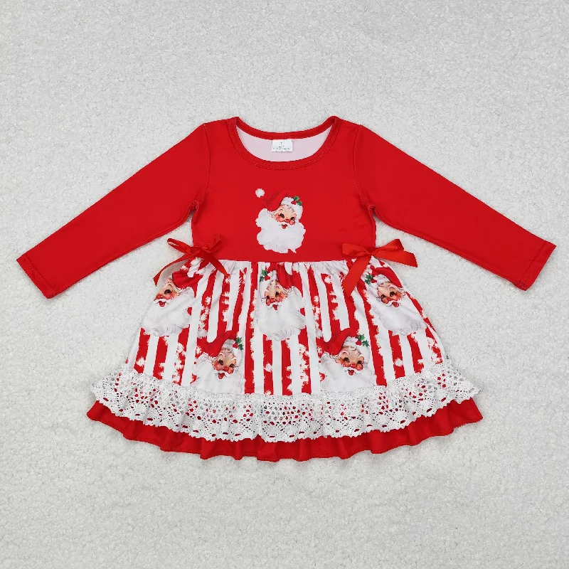 GLD0881 Baby Girls Christmas Santa Ruffle Knee Length Dress Tunics Leisure comfortable GLD0881 Baby Girls Christmas Santa Ruffle Knee Length Dress Tunics Leisure comfortable