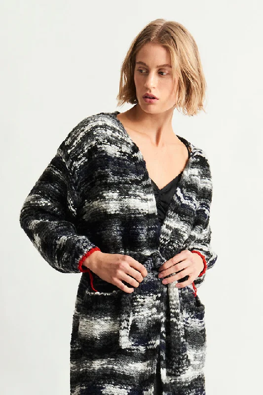Grey Multi Imperial Cardigan Modern Contemporary chic