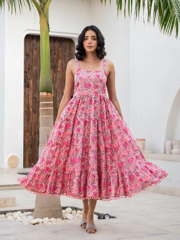Jashvi Pink Floral Printed Shoulder Strip Calf Long Ethnic Dress for Women Tunics Canvas sturdy Jashvi Pink Floral Printed Shoulder Strip Calf Long Ethnic Dress for Women Tunics Canvas sturdy