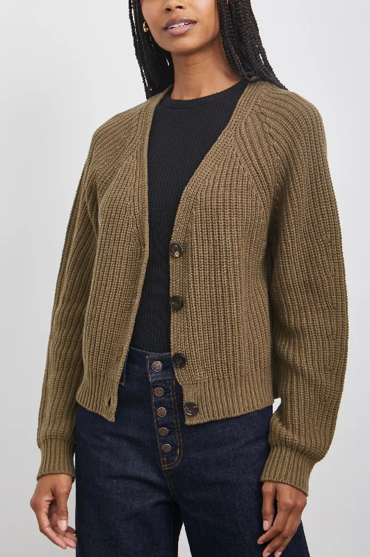 JOSIE CARDIGAN - OLIVE Embroidered Appliqued Beaded