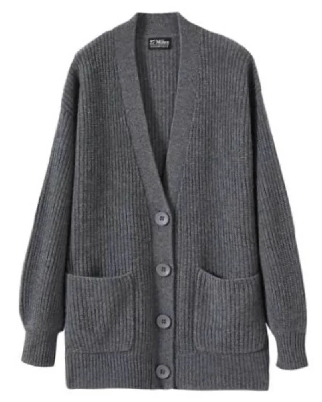 27 Miles - Kamira Cashmere Cardigan in Gravel Mesh Fabric Canvas Fabric Denim Fabric 27 Miles - Kamira Cashmere Cardigan in Gravel Mesh Fabric Canvas Fabric Denim Fabric