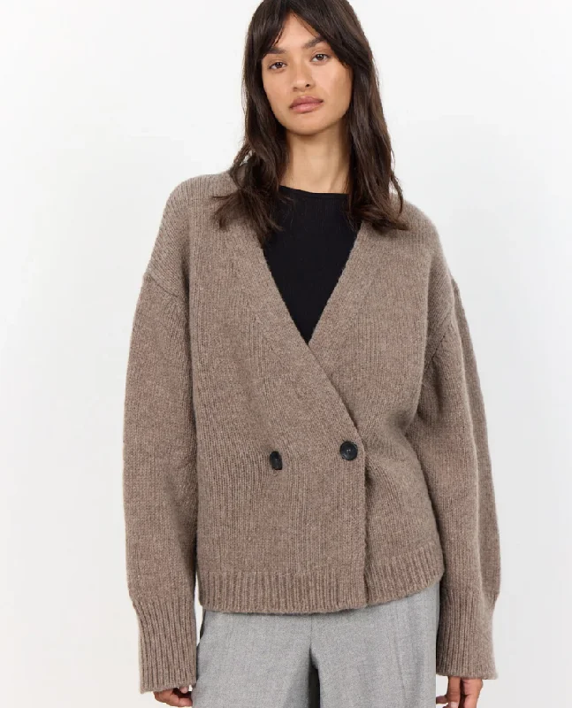 Levete Room Perle Brown Double Button Cardigan Anti-Pilling Anti-Shrink Durable