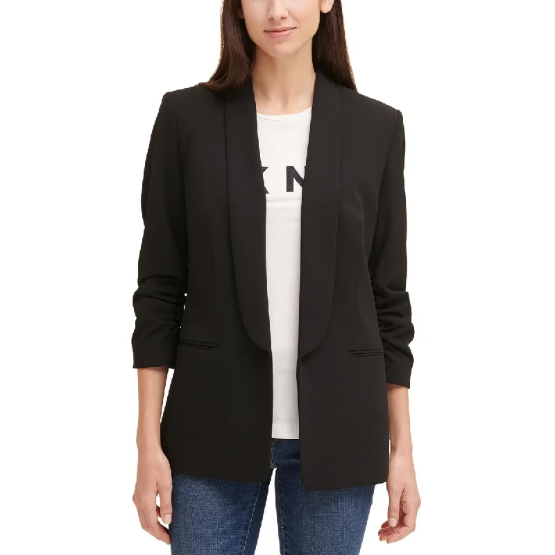Petites Womens Solid Office Open-Front Blazer Women's Advanced Suit