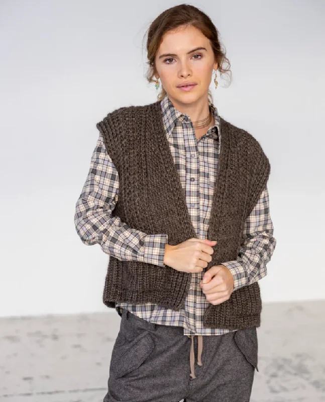 Project AJ117 Susie Soil Brown Waistcoat Cardigan Long Cardigan Short Cardigan Medium Cardigan Project AJ117 Susie Soil Brown Waistcoat Cardigan Long Cardigan Short Cardigan Medium Cardigan