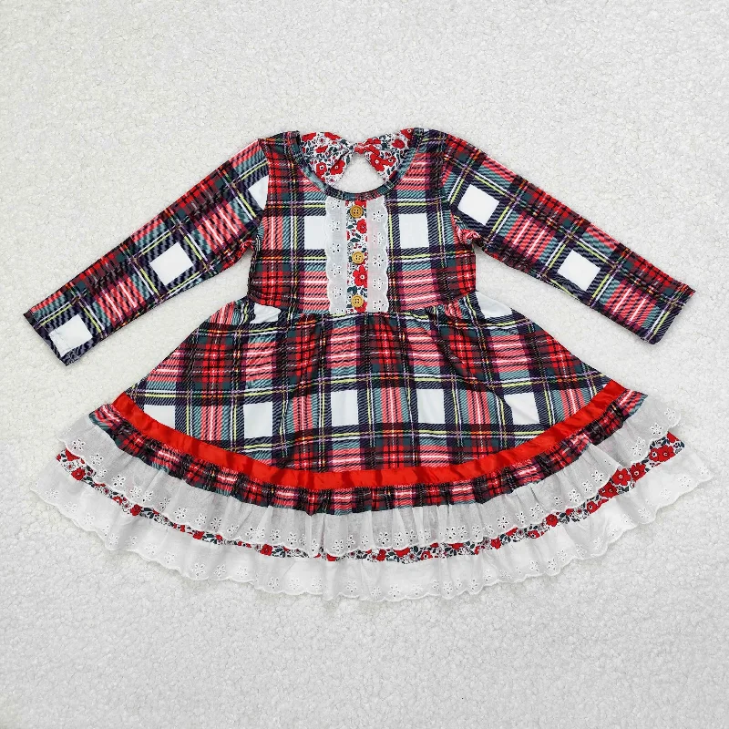 RTS NO MOQ ETA 5/7days GLD0838 Christmas plaid lace long-sleeved dress Boatneck Modish Everyday RTS NO MOQ ETA 5/7days GLD0838 Christmas plaid lace long-sleeved dress Boatneck Modish Everyday