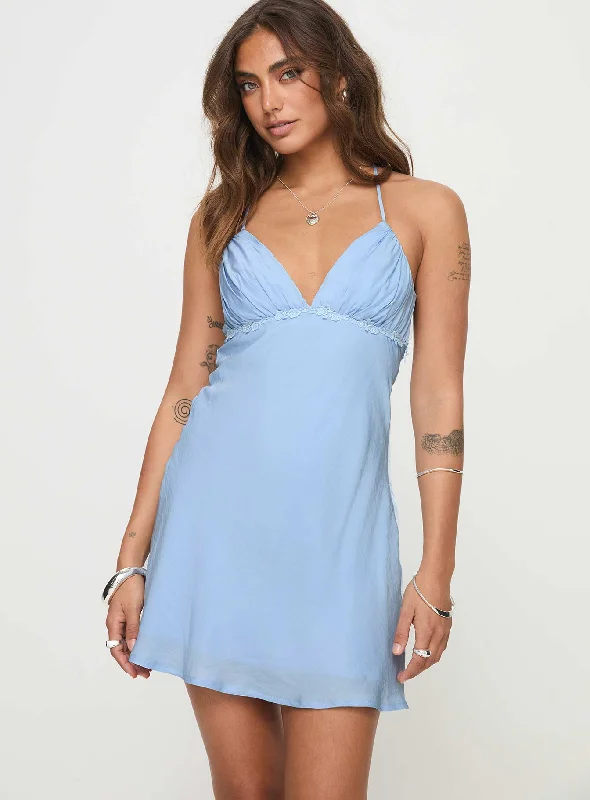 Sagi Mini Dress Blue sweetheart Neckline Romantic