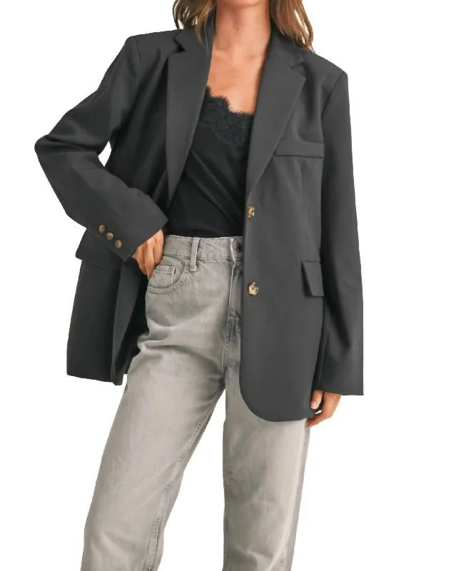Sleek Oversize Blazer In Charcoal New Women's Blazer