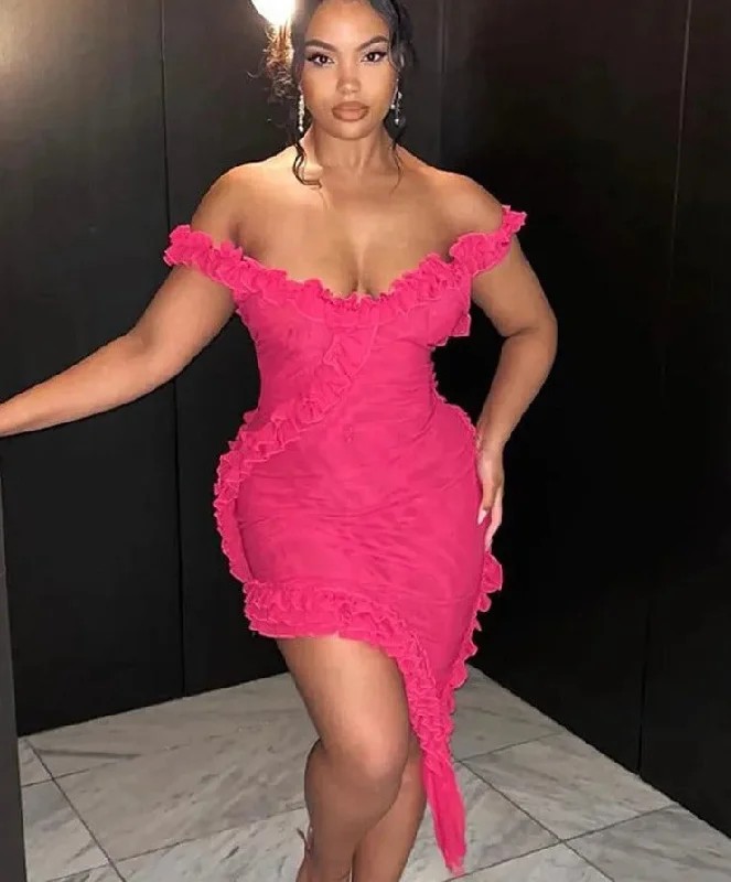 Sleeveless Ruffle Mesh Mini Dress For Women Backless Irregular Y2K Outfits See Through Sheer Bodycon Sexy Clothes Tunics Custom made Sleeveless Ruffle Mesh Mini Dress For Women Backless Irregular Y2K Outfits See Through Sheer Bodycon Sexy Clothes Tunics Custom made