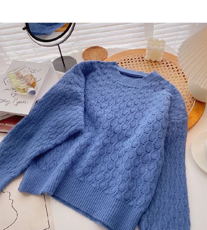 Korean long sleeve round neck Pullover design pure color top 5863 Slouchy Comfort Pullover Korean long sleeve round neck Pullover design pure color top 5863 Slouchy Comfort Pullover