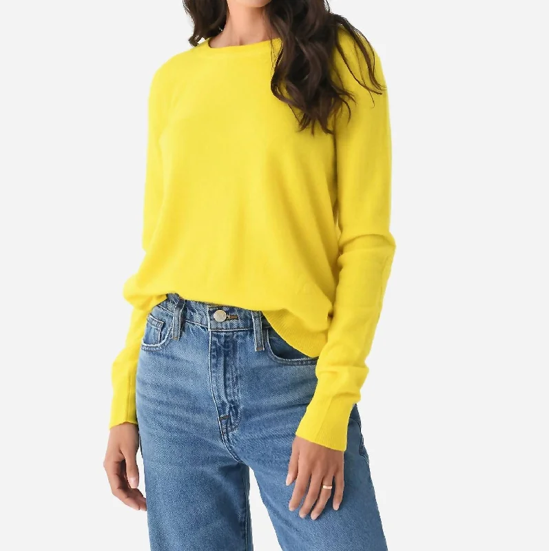 Patchwork Pullover In Lemonade Crew Neck Wool