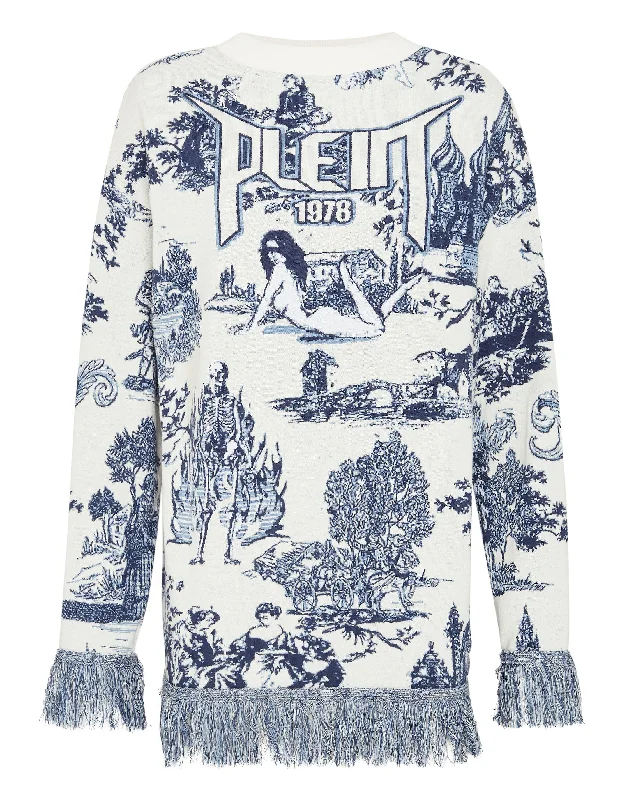Pullover Round Neck LS Fringe En PLEIN air Box Sleeve Comfort