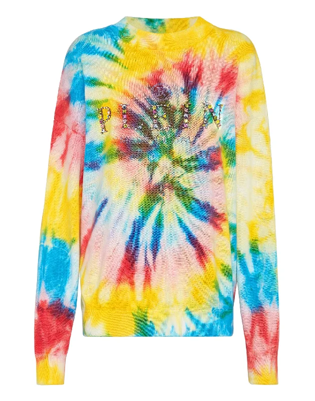 Pullover Round Neck LS  Tie dye Short Sleeve Top