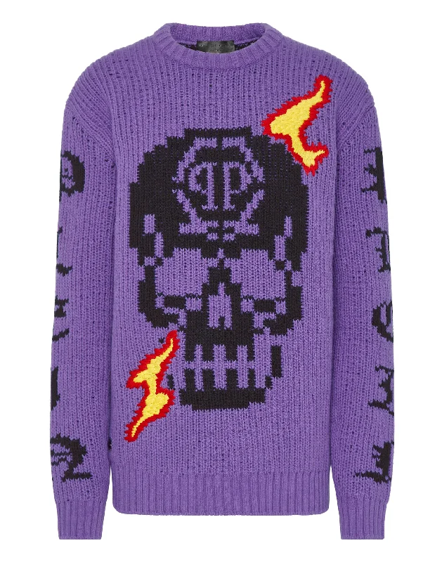 Round Neck Pullover LS Skull Boyleg Sleeve Pullover