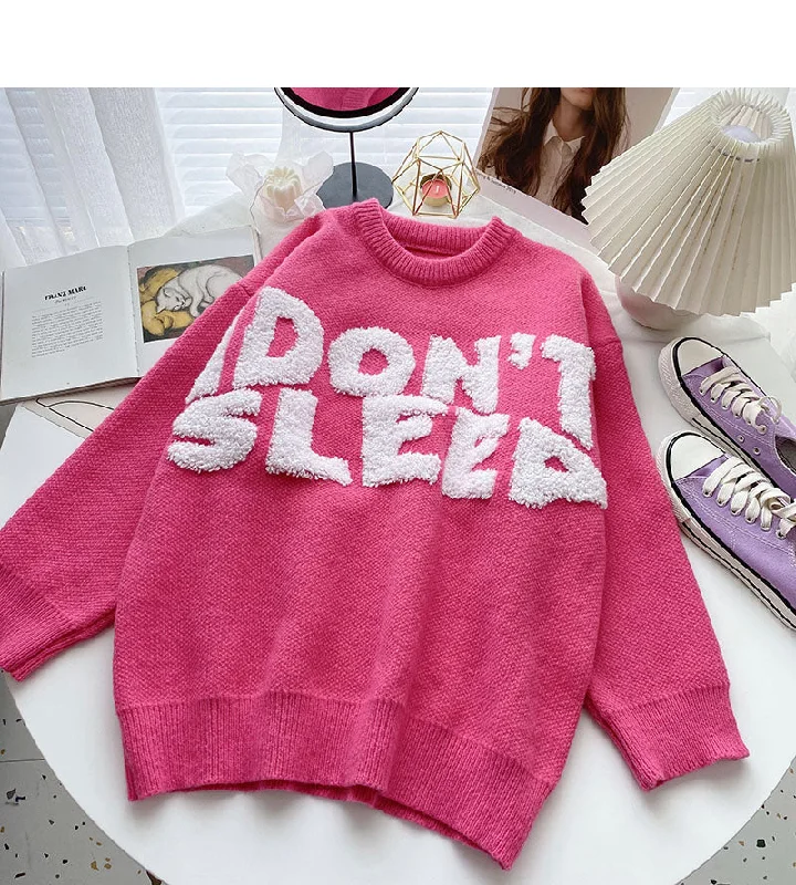 Versatile lazy personality letter flocking loose long sleeve Pullover Top 6008 V-Neck Stylish Pullover Versatile lazy personality letter flocking loose long sleeve Pullover Top 6008 V-Neck Stylish Pullover