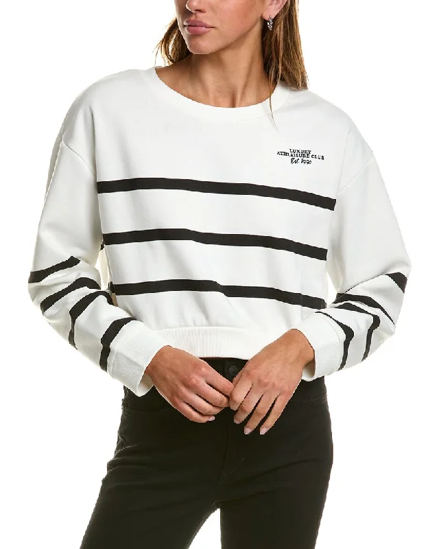 Vintage Havana Stripe Essential Fleece Pullover Slouchy Comfort Pullover
