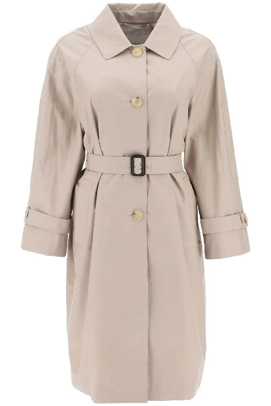 Single-breasted Trench Coat In Water-resistant Twill  - Beige Toggle Coat Shawl Collar Coat Notch Collar Coat