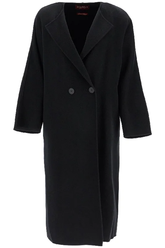 -breasted Wool Coat  - Black Parka Down Jacket Wool Coat