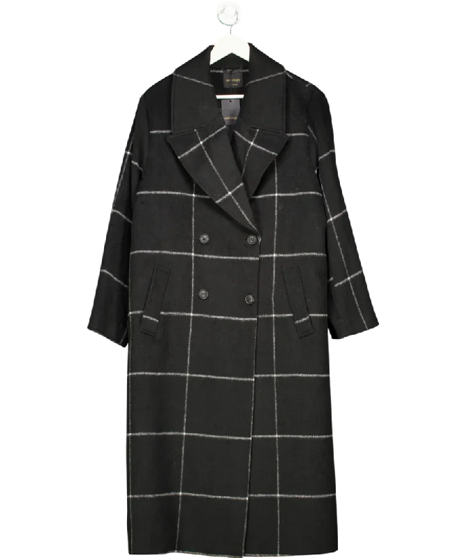 Anthology Black Double Breasted Check Coat UK 16 Shawl Collar Notch Collar Lapel Collar Anthology Black Double Breasted Check Coat UK 16 Shawl Collar Notch Collar Lapel Collar