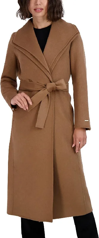 TAHARI Women's Maxi Double Face Wool Blend Wrap Coat, Camel Collared Crew Neck Turtle Neck TAHARI Women's Maxi Double Face Wool Blend Wrap Coat, Camel Collared Crew Neck Turtle Neck