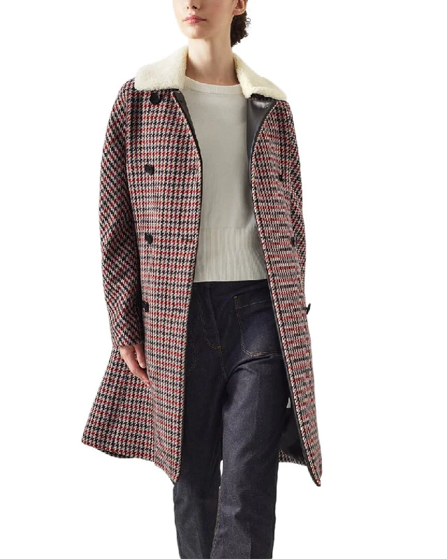 Lk Bennett Mali Coat Peter Pan Collar Cowl Neck Turtleneck