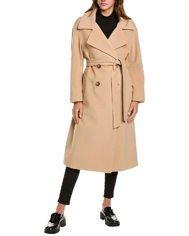 Cinzia Rocca Icons Long Wool & Cashmere-Blend Trench Coat Quilted Jacket Anorak Windbreaker