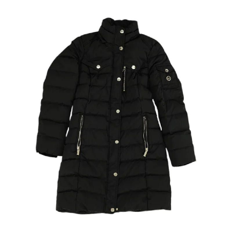 Black Solid Puffer Coat Asymmetrical Diagonal princess