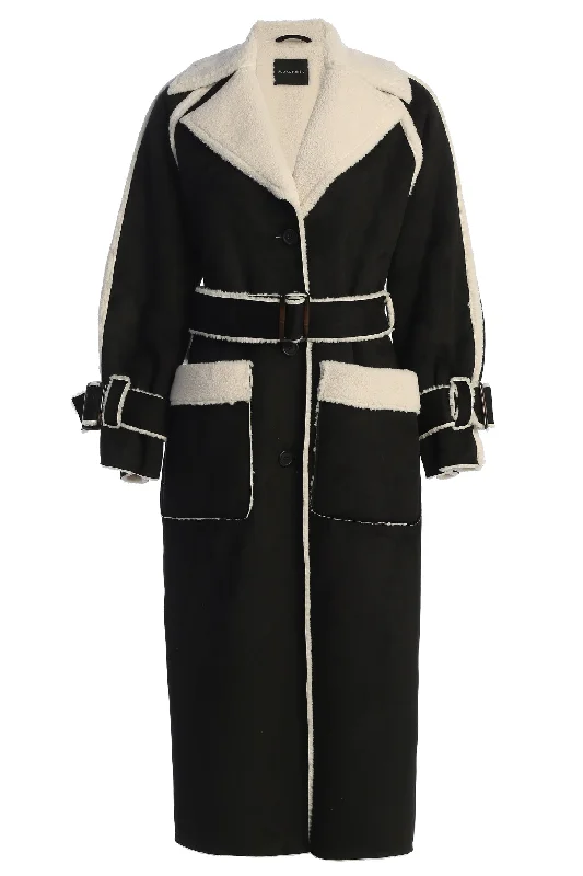 Black Suede And Sherpa Reversible Coat A-Line Ball Gown Mermaid