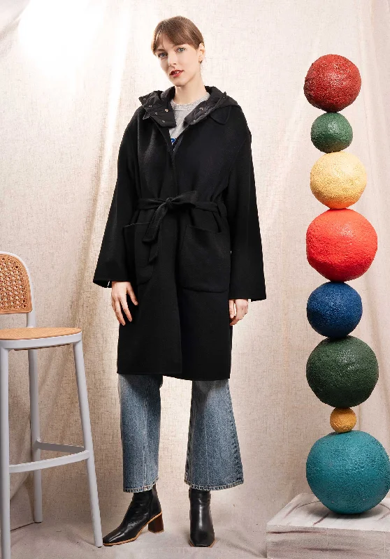 Coat Artist 0501-Black Anorak Windbreaker Fleece