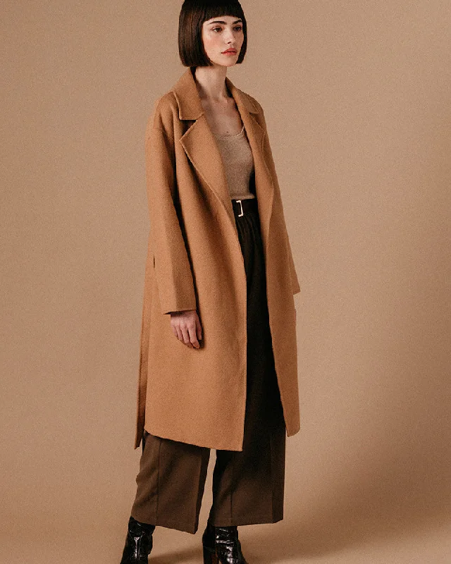Coat Lilano Camel Tweed Herringbone Houndstooth