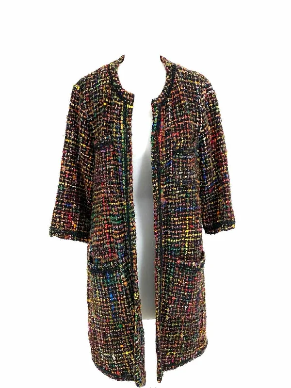 ETT twa Berwyn Women's Rainbow Open Front woven Size M Coat Tailored Straight A-Line ETT twa Berwyn Women's Rainbow Open Front woven Size M Coat Tailored Straight A-Line