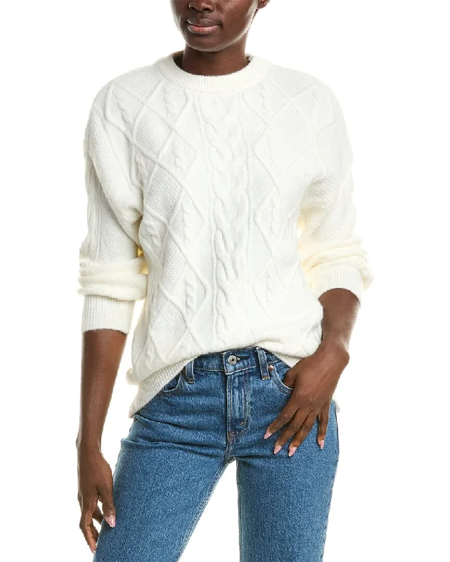 Femme Society Cashmere-Blend Pullover Keyhole Neck Pullover