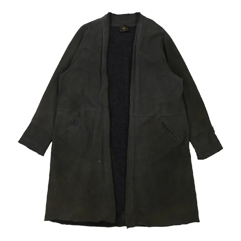 Fendi Coat - Large Green Leather Mesh Canvas Denim