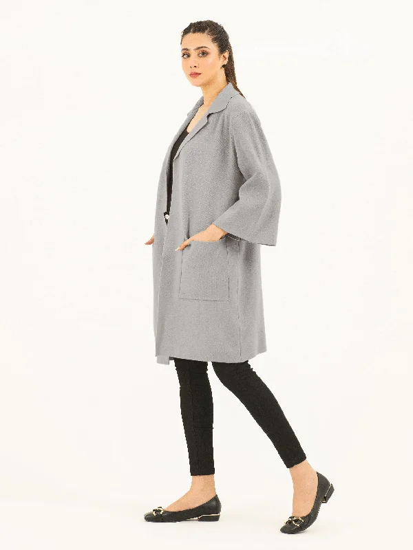 Classic Woolen Coat Square Neck One-Shoulder Off-the-Shoulder